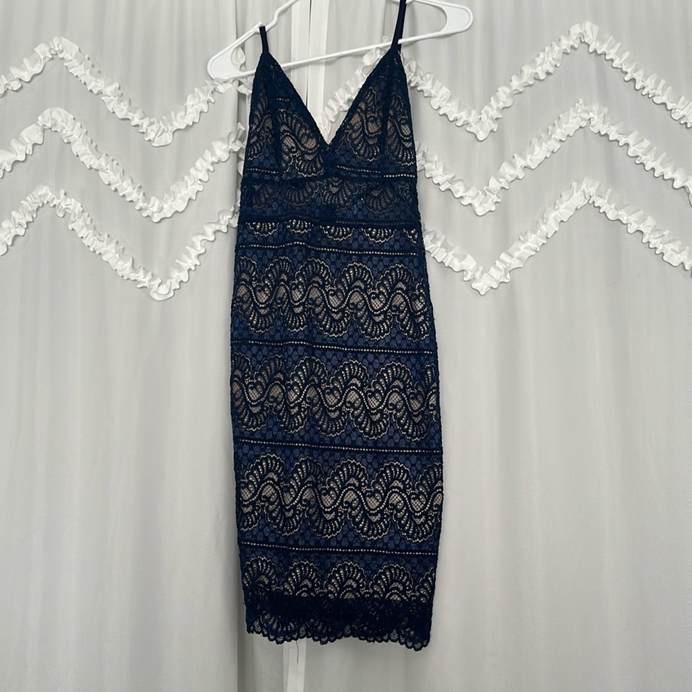 Navy Lace Midi Dress